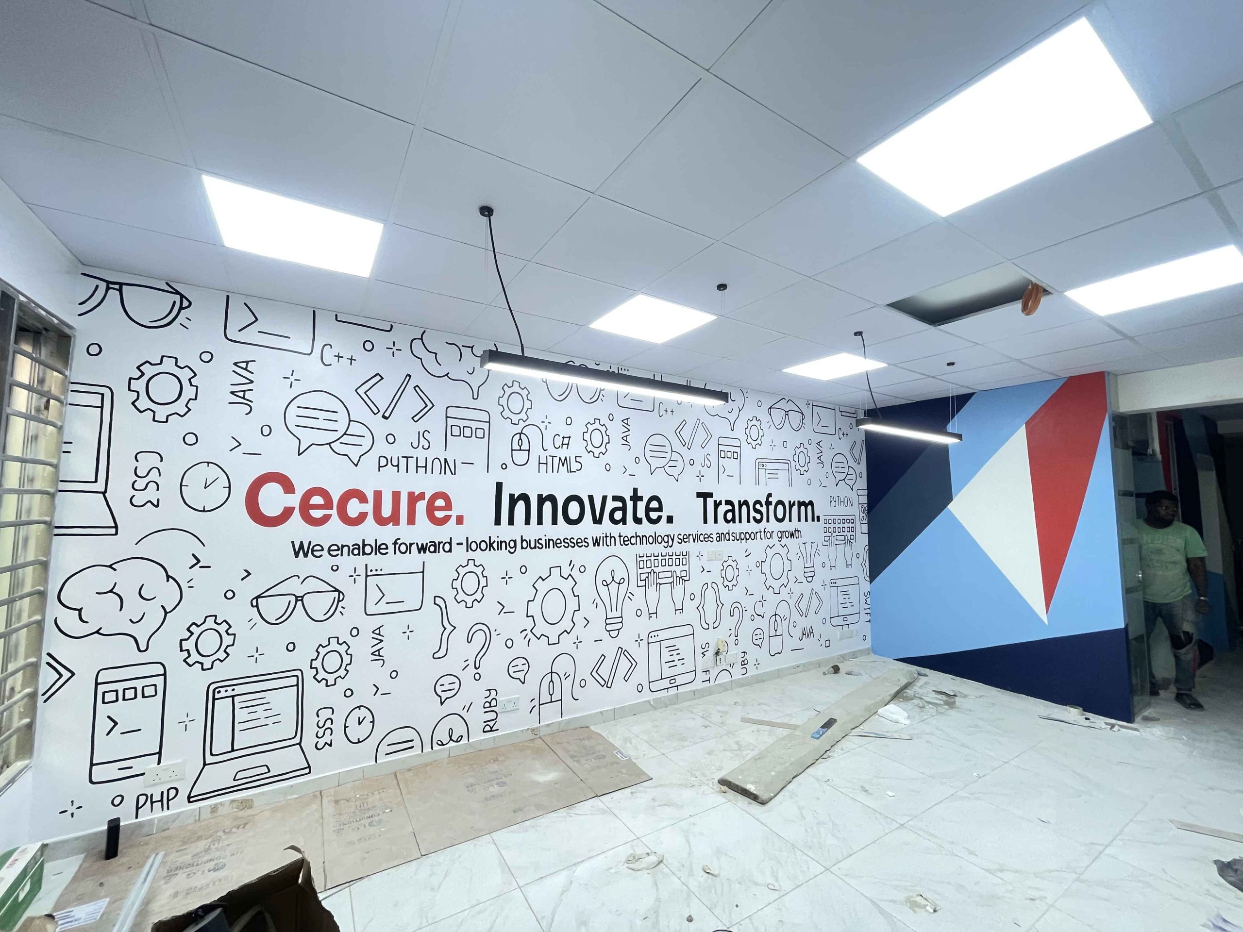 Office Interior Decor through Painting for a Tech Startup by Cedar Creative Art