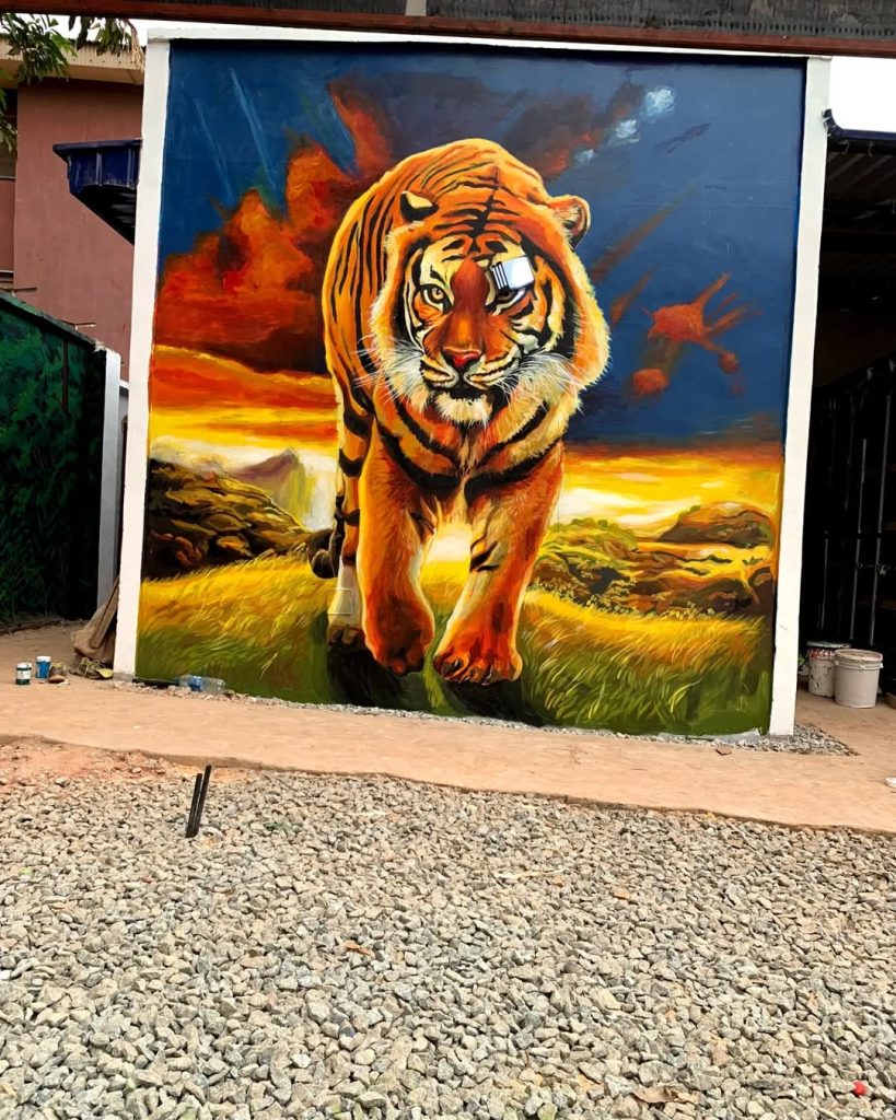 Lion mural painting